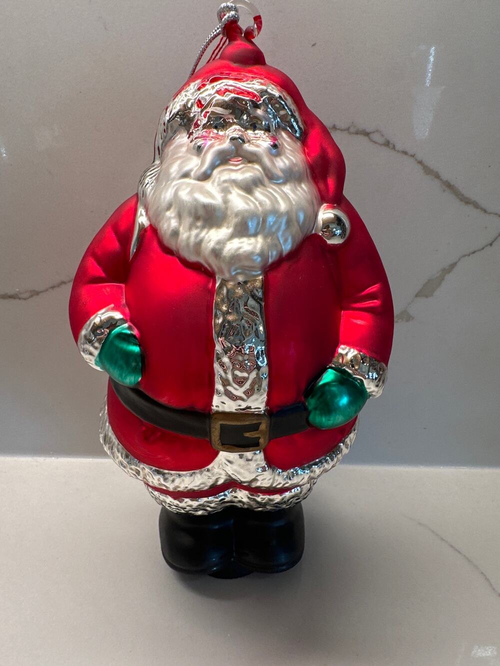 NEW Vintage Dept 56 Oversized Handblown Mercury Glass St Nick Ornament